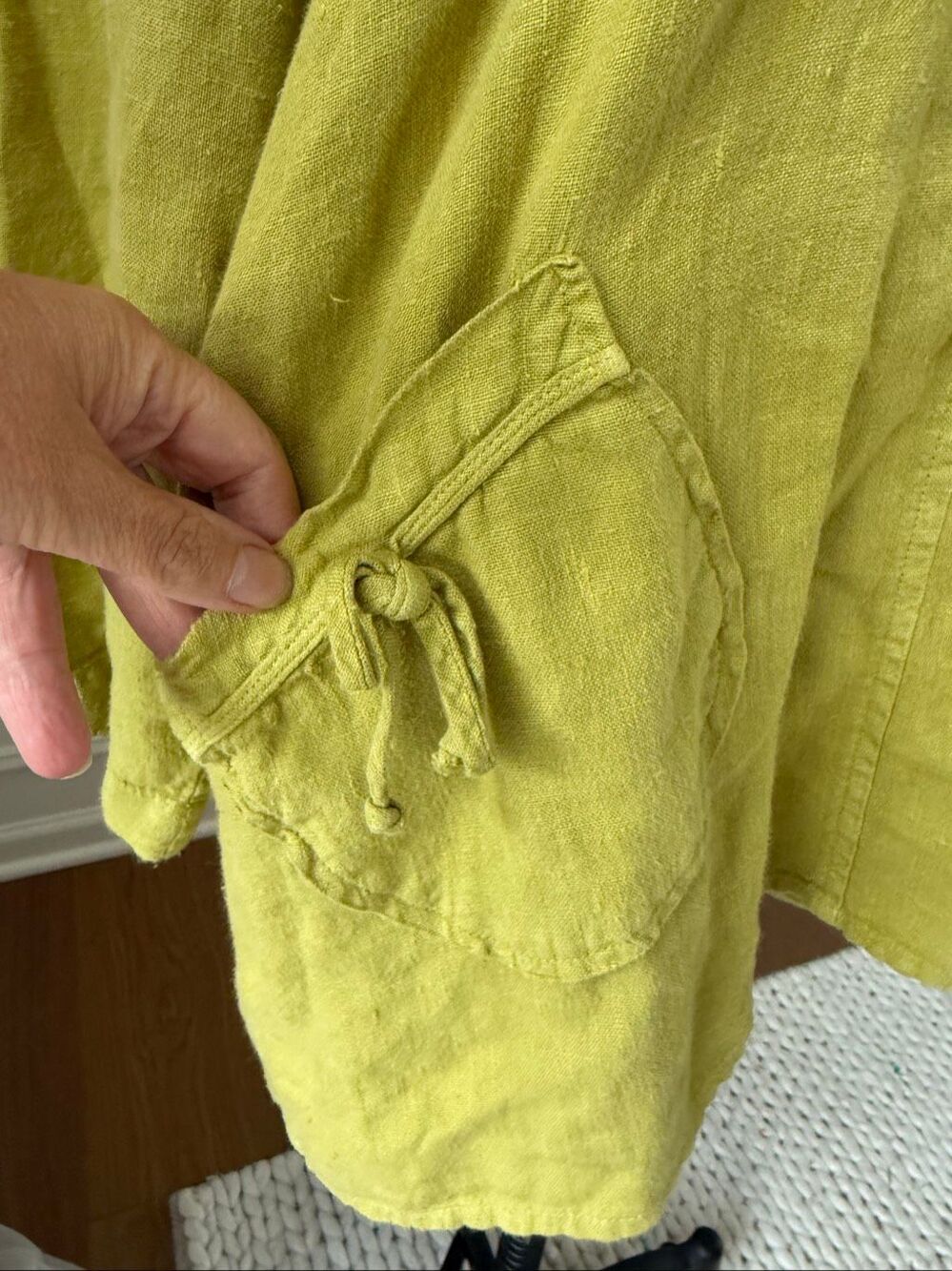 Mosaic Apple Green 100% Linen Relaxed Fit Tunic Top S M L - Picture 2 of 6